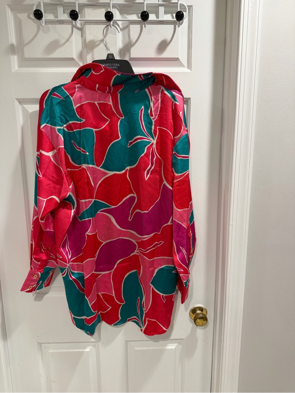 NWT Entro Bold Floral Button-Down Shirt Pink & Teal Sz L - Picture 4 of 4